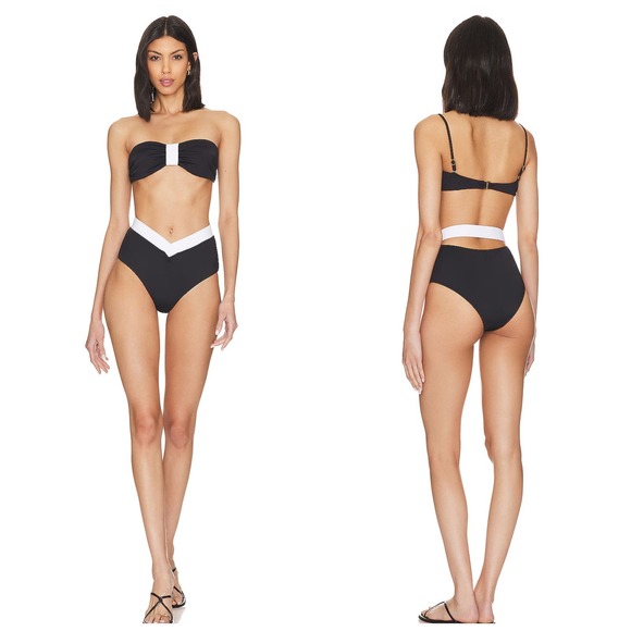 Tabacaru Revolve Bikini Two Piece Swimwear Blair Cut Out Pool Black White Small - Picture 1 of 9